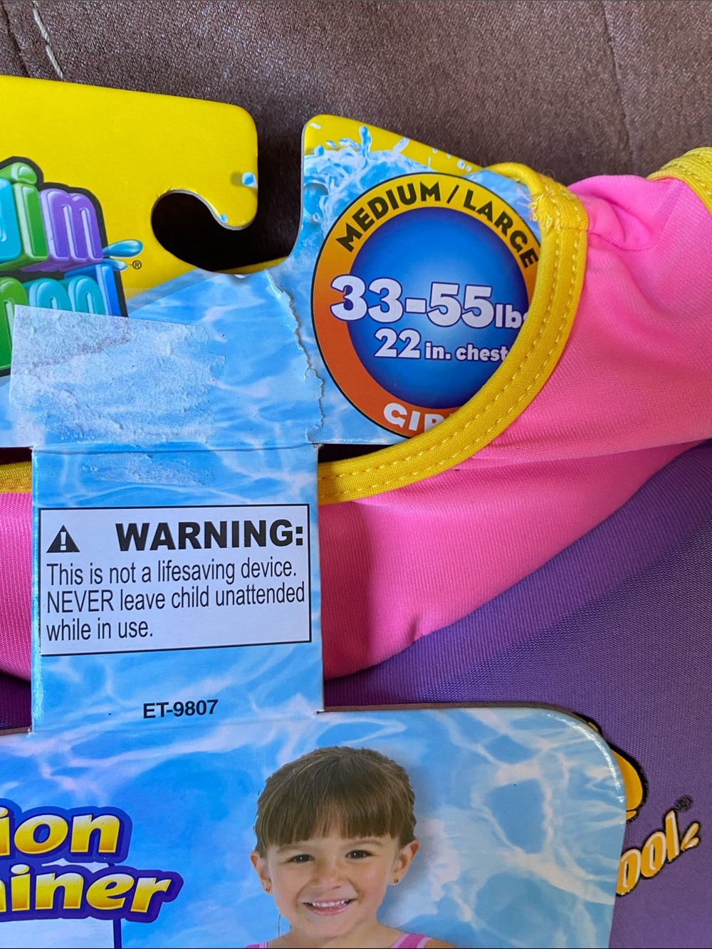 Kids Floatation Trainer Vest - Pink & Purple set of 2 - Picture 4 of 6